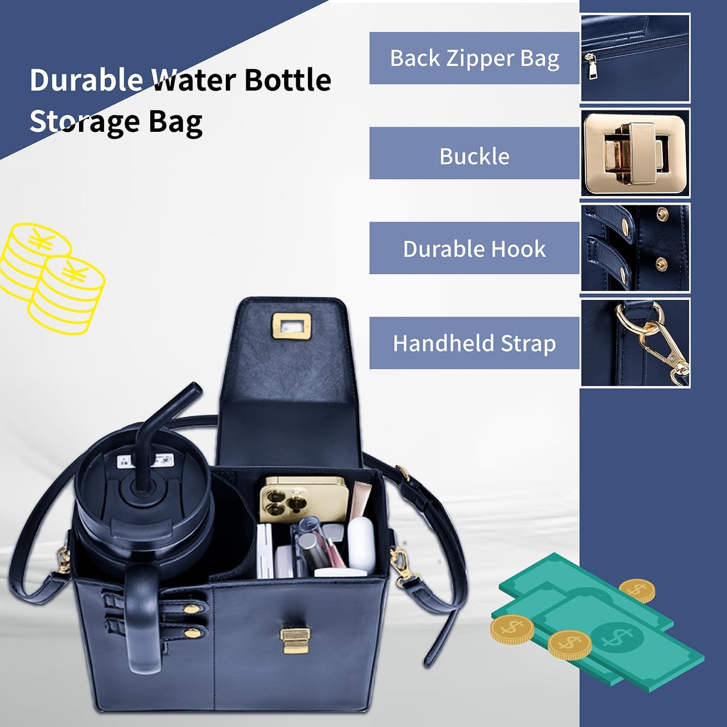 Stylish Outdoor Crossbody Water Bottle Bag with Adjustable Strap - Perfect for Adventures!