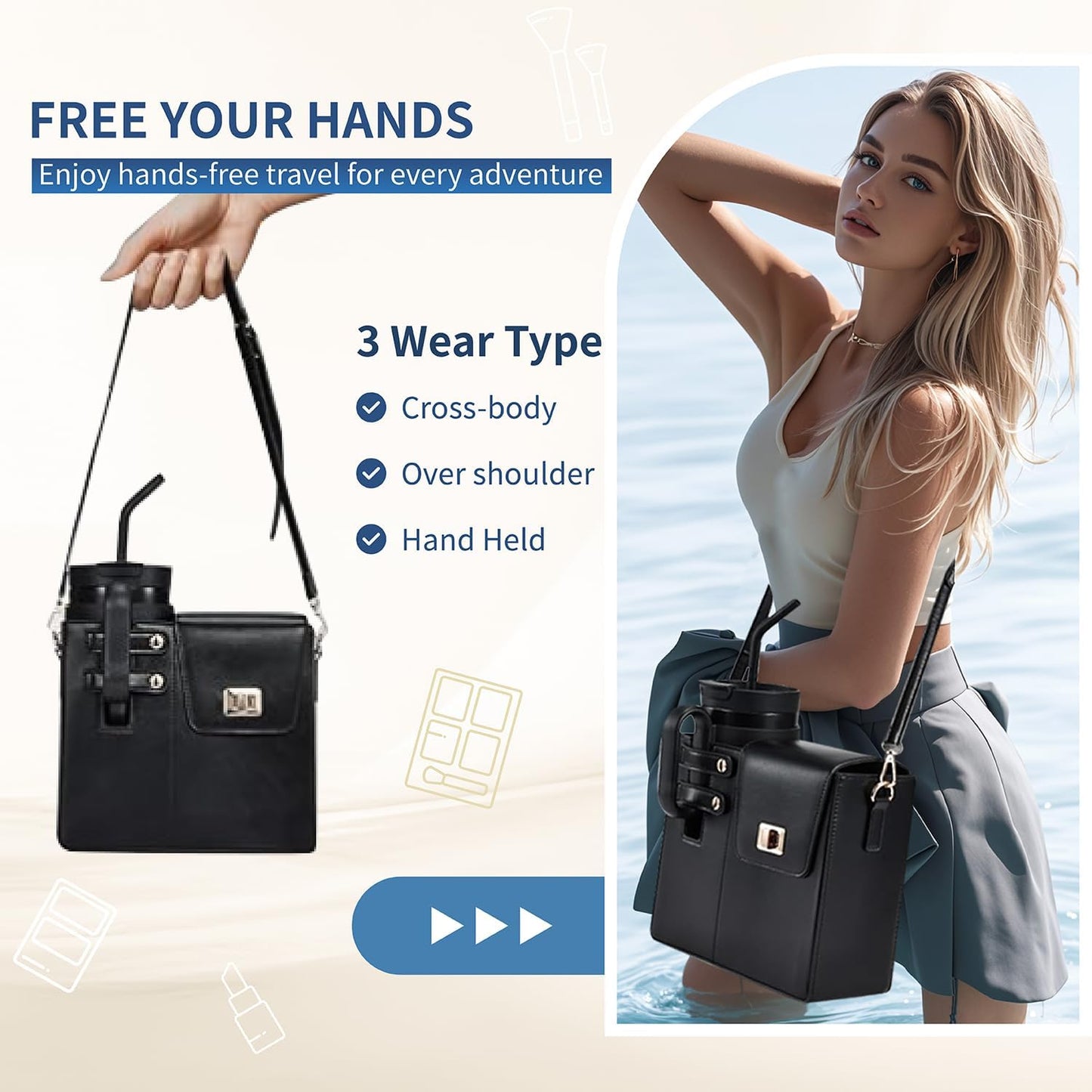 Stylish Outdoor Crossbody Water Bottle Bag with Adjustable Strap - Perfect for Adventures!